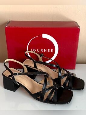 JOURNEE COLLECTION WOMEN'S 8.5M SHYLA BLACK DRESS SANDALS NEW W/BOX